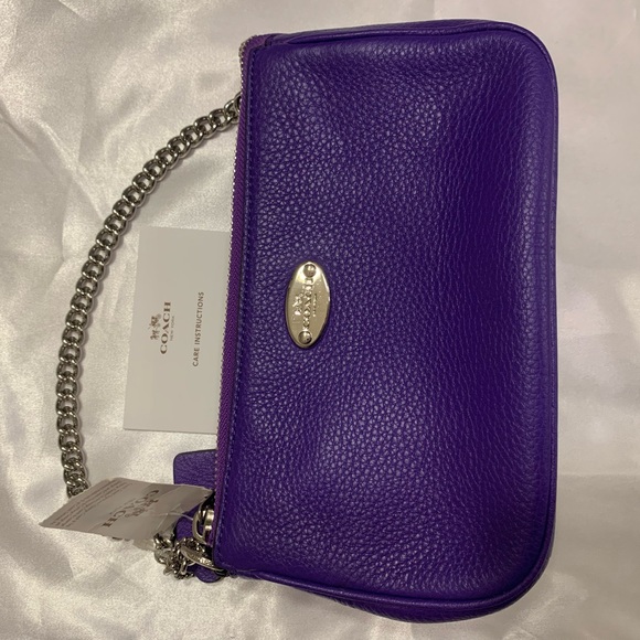 Coach Nolita | Purple Leather Mini Shoulder Bag | Chain Strap Wristlet | F53340 - Picture 7 of 16